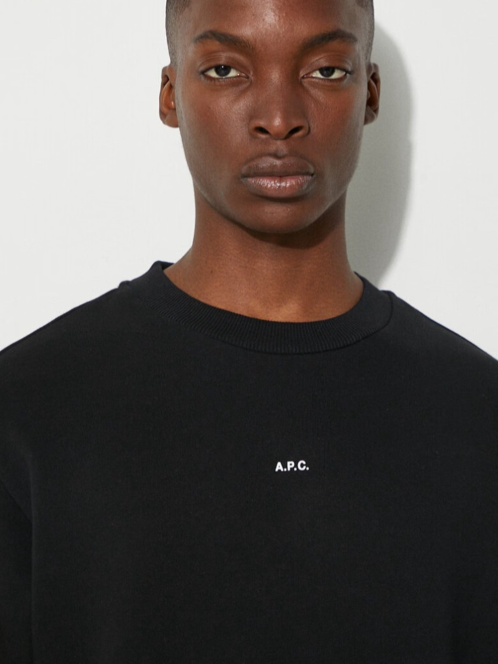 $295 A.P.C. "Steve" Logo Cotton Jersey Pullover Sweatshirt EUC/sz L